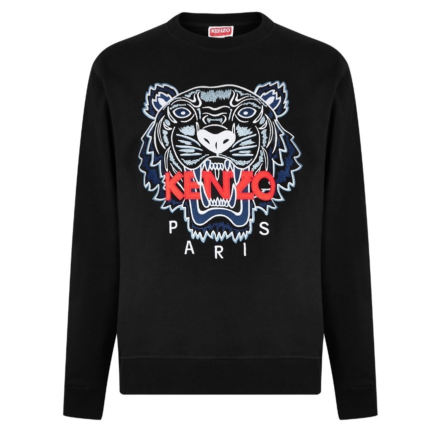 送料関税無料 KENZO タイガー ロゴ スウェット ブラック シアン