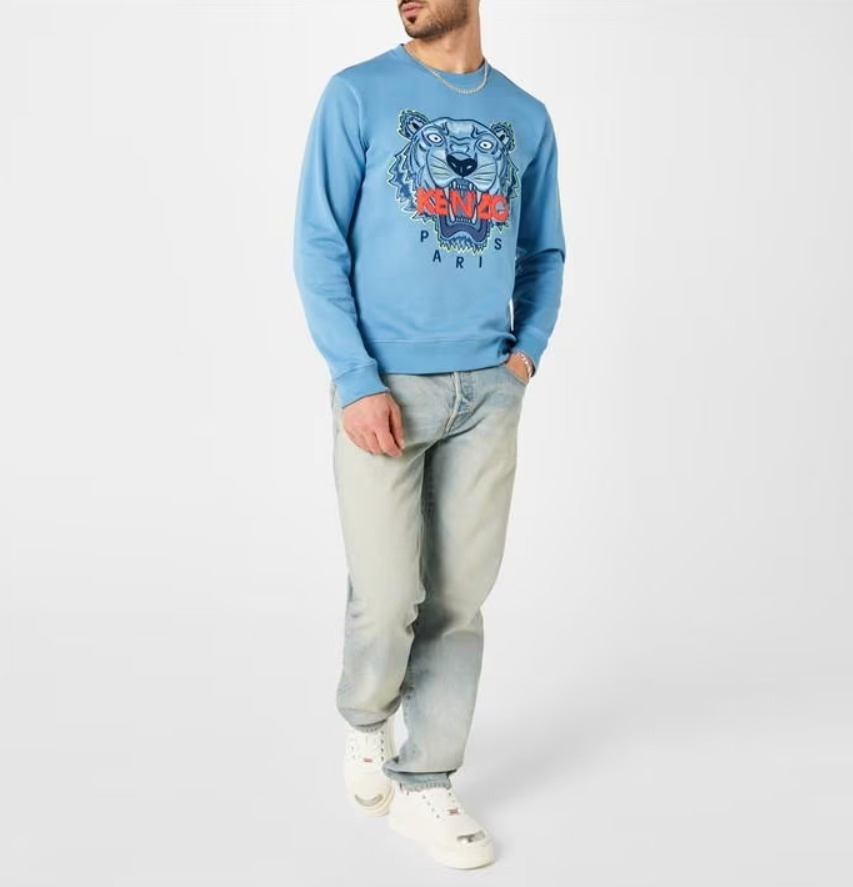 送料関税無料 KENZO タイガー ロゴ スウェット ブラック シアン