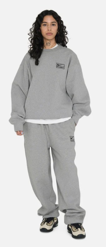 関税込★Stussy★STUSSY & NIKE ACID WASH FLEECECREW dark grey