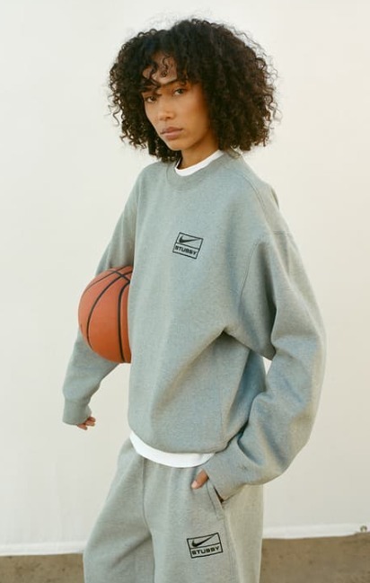 関税込★Stussy★STUSSY & NIKE ACID WASH FLEECECREW dark grey