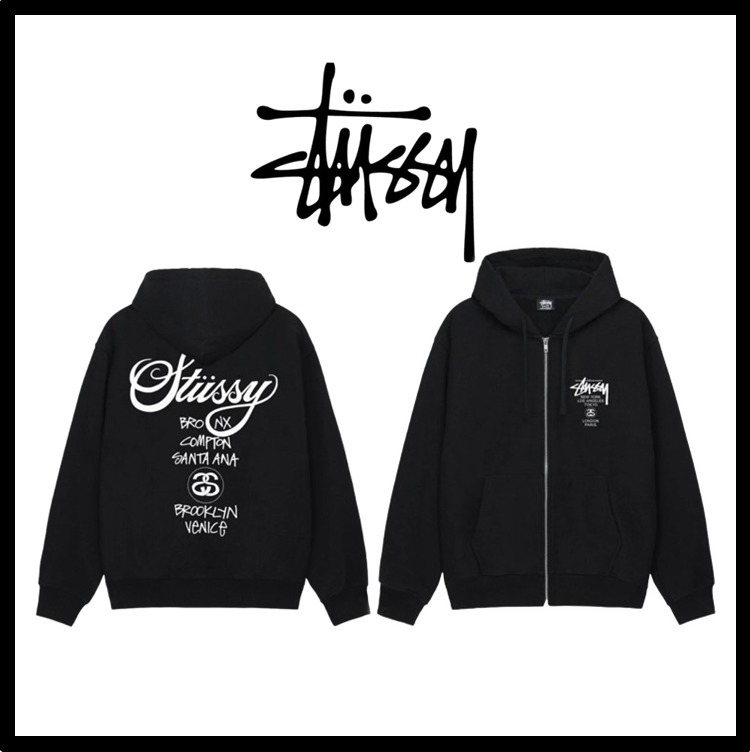 STUSSY ワールドトラベル ジッパーハット [ブラック]