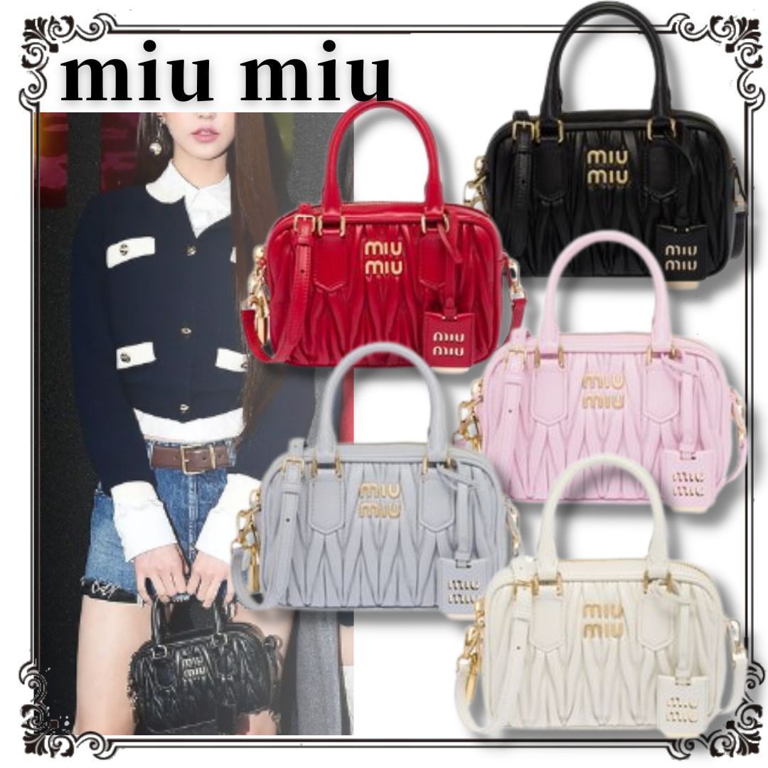 ◇【MIU MIU】レザー トップハンドルスモールバッグ