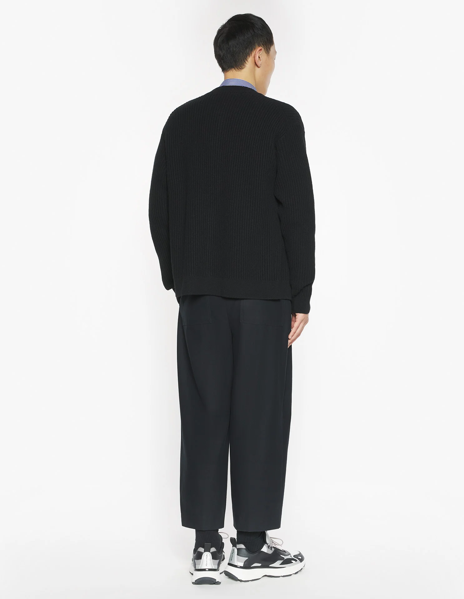 フォックスヘッド ウール リブ カーディガン カーディガン black