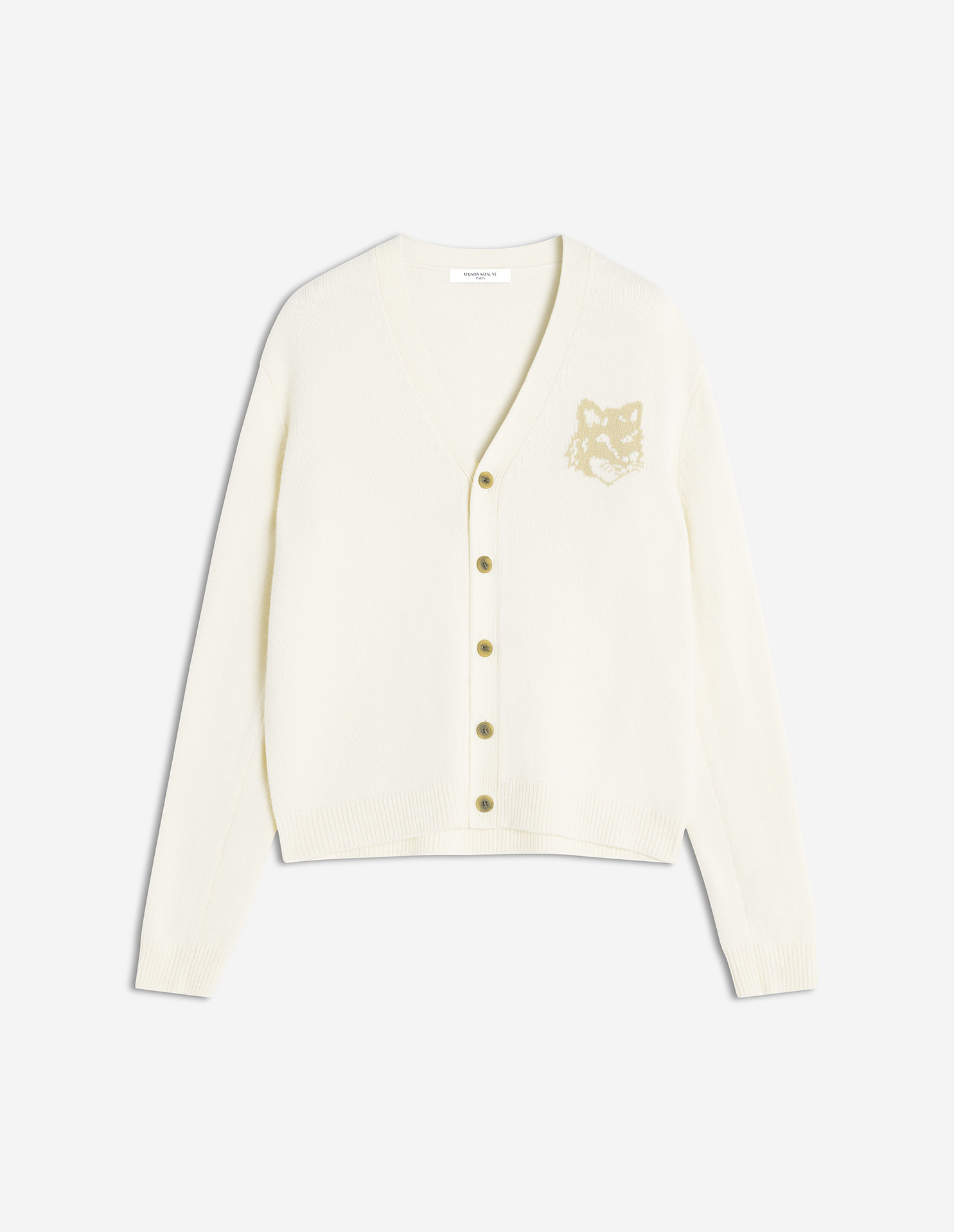 フォックスヘッド インターシャ メリノ カーディガン カーディガン ecru/tan beige