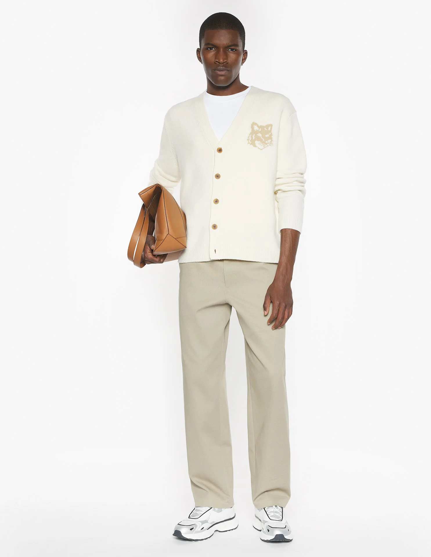 フォックスヘッド インターシャ メリノ カーディガン カーディガン ecru/tan beige