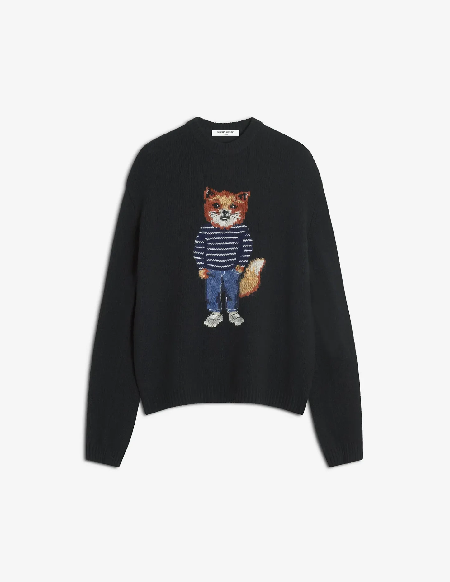 ドレスド フォックス インターシャ ウール ジャンパー プルオーバー black