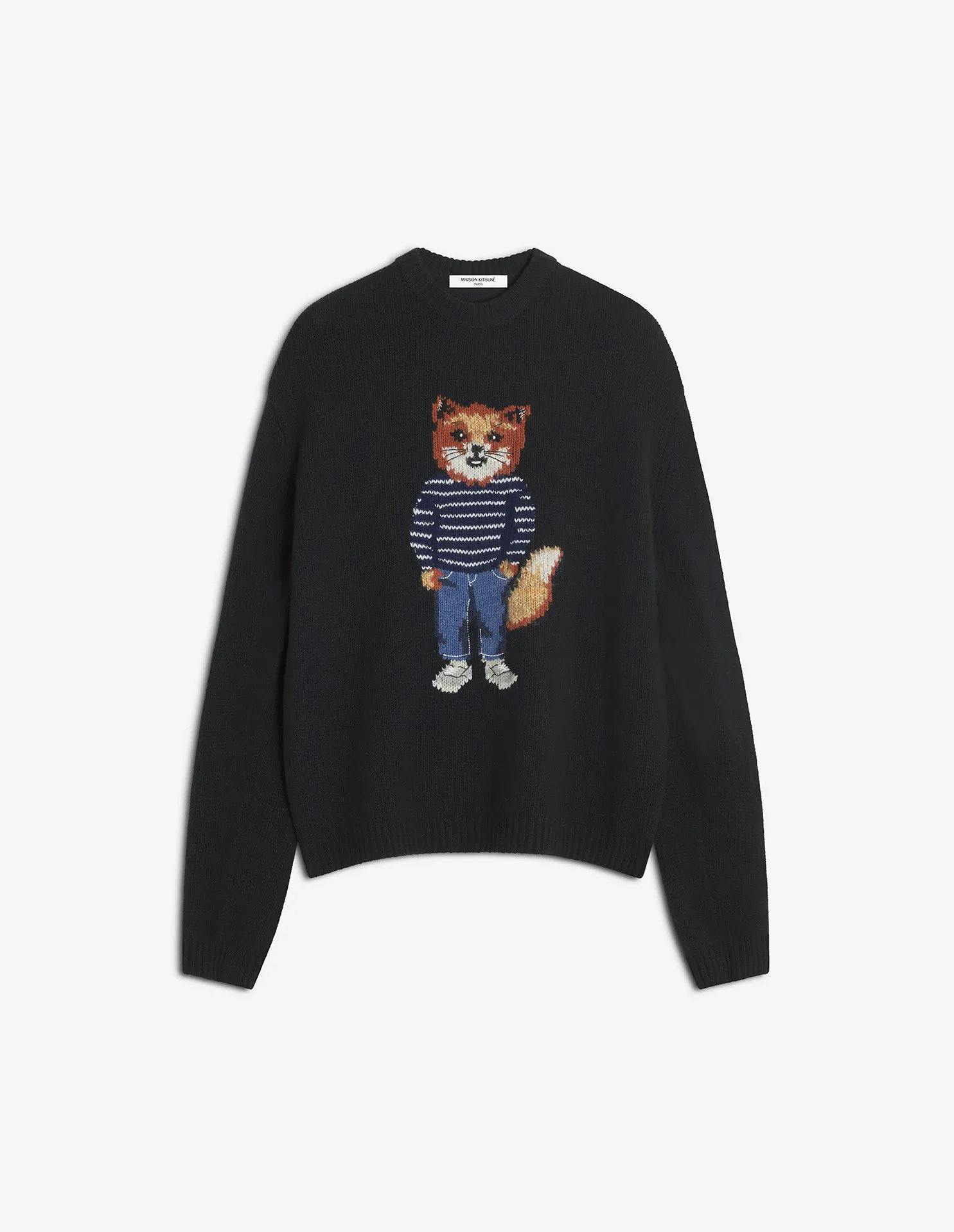 ドレスド フォックス インターシャ ウール ジャンパー プルオーバー black