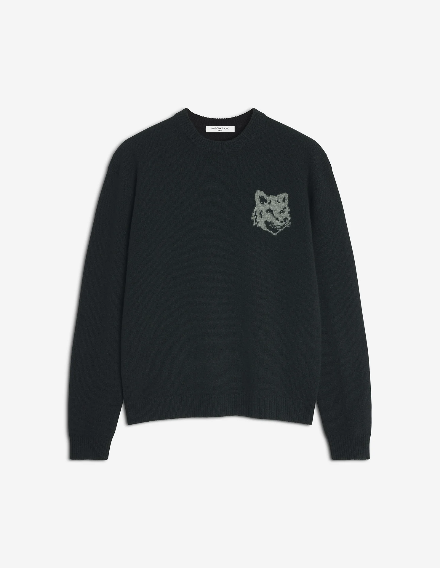 フォックスヘッド インターシャ メリノ ジャンパー プルオーバー black/medium grey melange