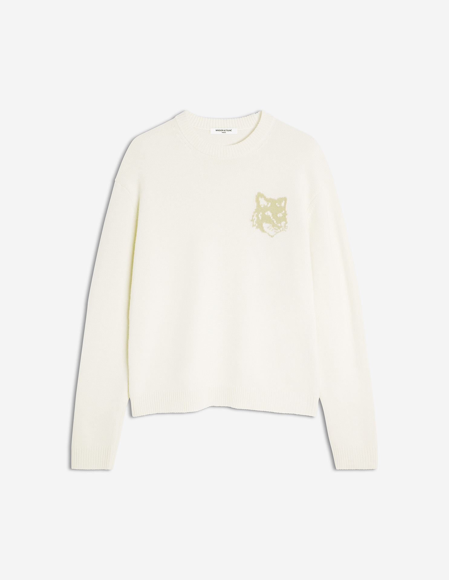 フォックスヘッド インターシャ メリノ ジャンパー プルオーバー ecru/tan beige