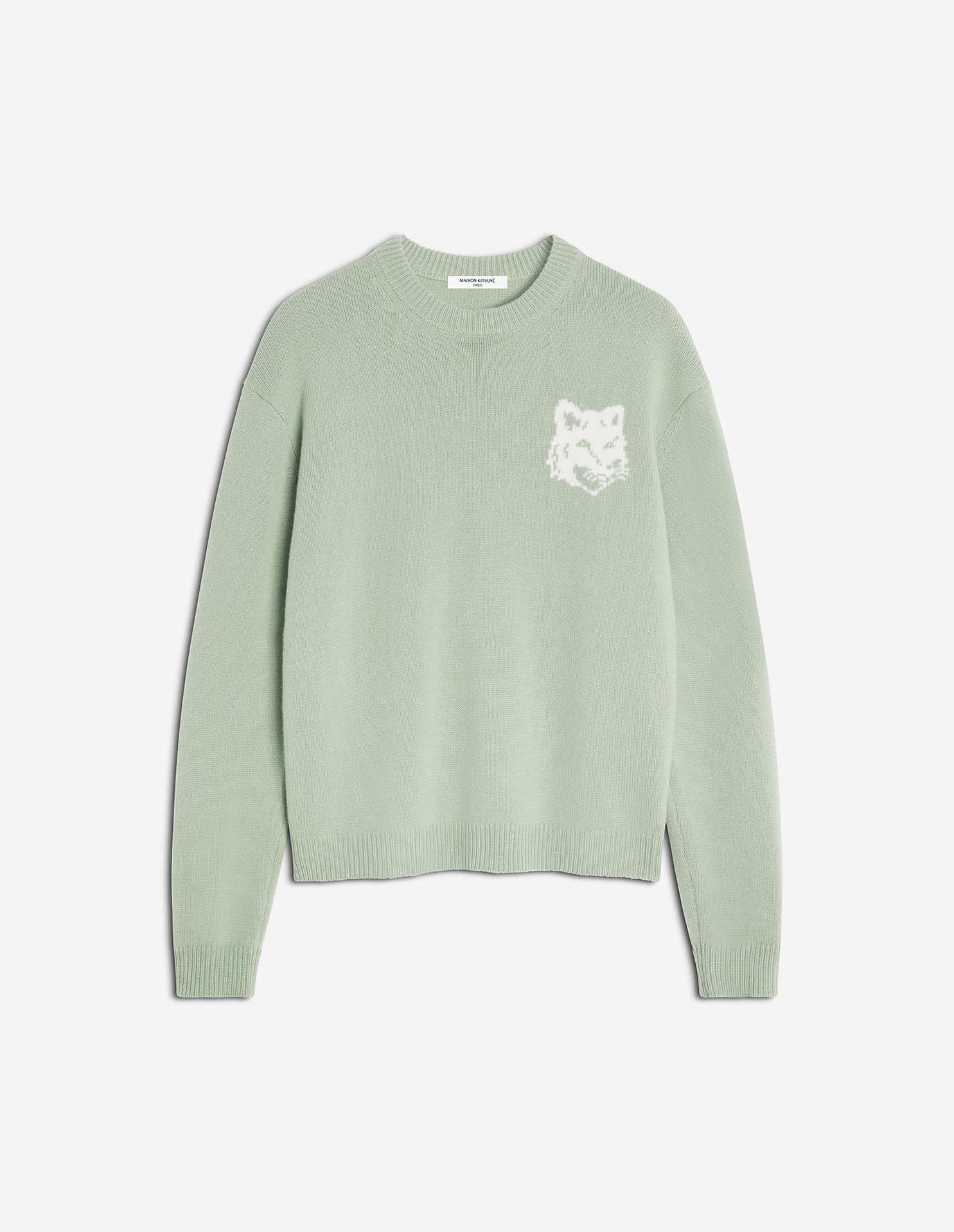 フォックスヘッド インターシャ メリノ ジャンパー プルオーバー sage green/ecru