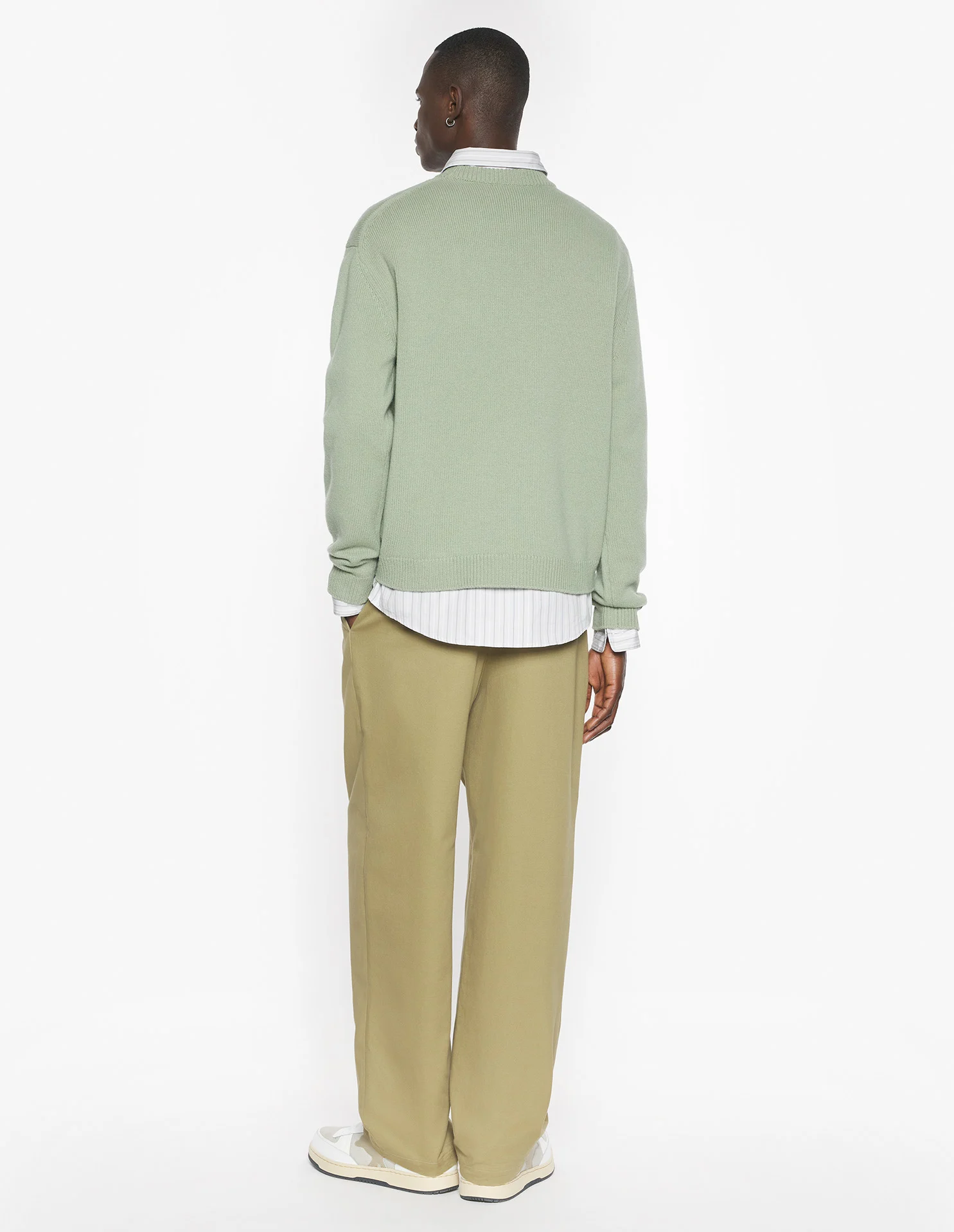 フォックスヘッド インターシャ メリノ ジャンパー プルオーバー sage green/ecru