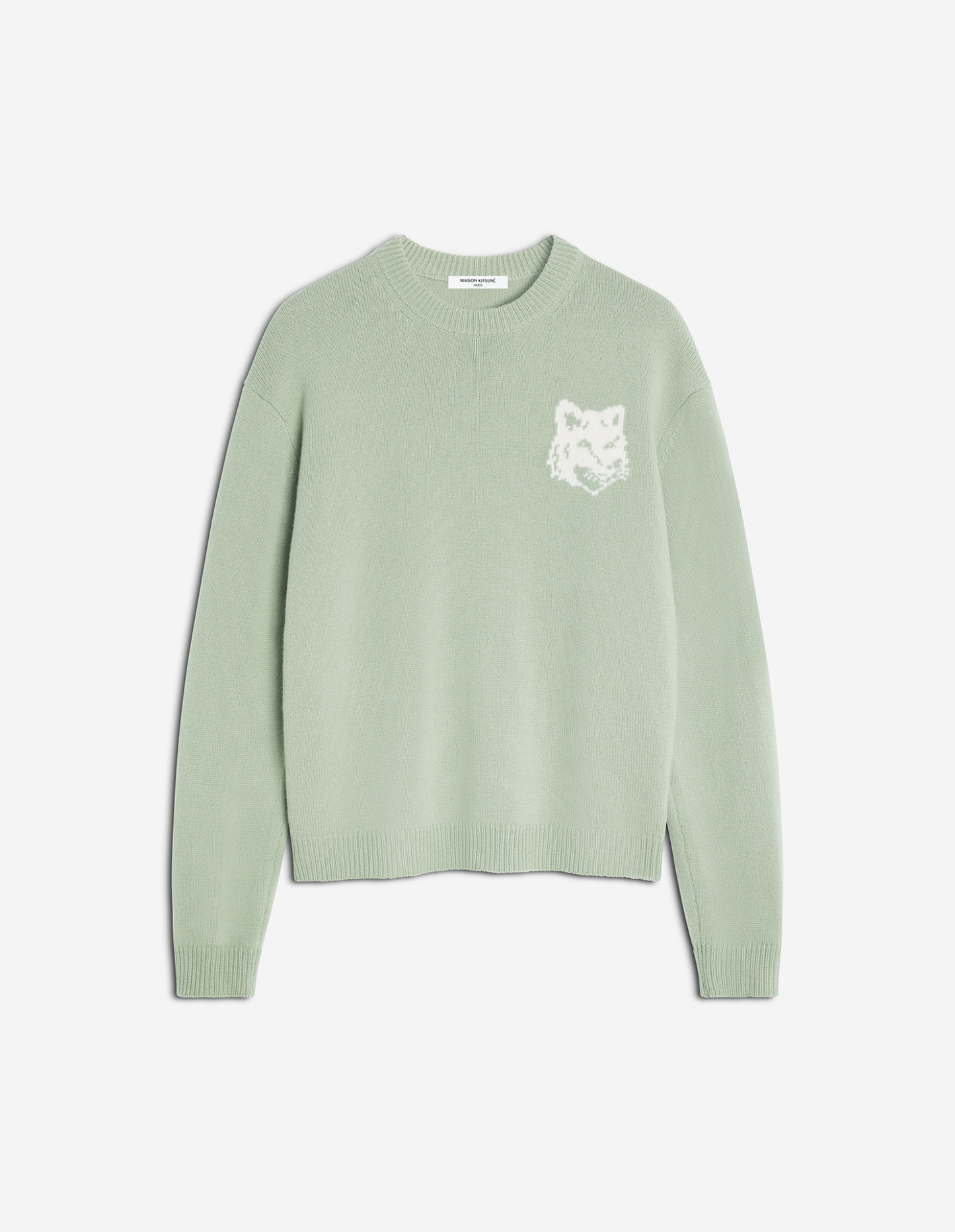 フォックスヘッド インターシャ メリノ ジャンパー プルオーバー sage green/ecru