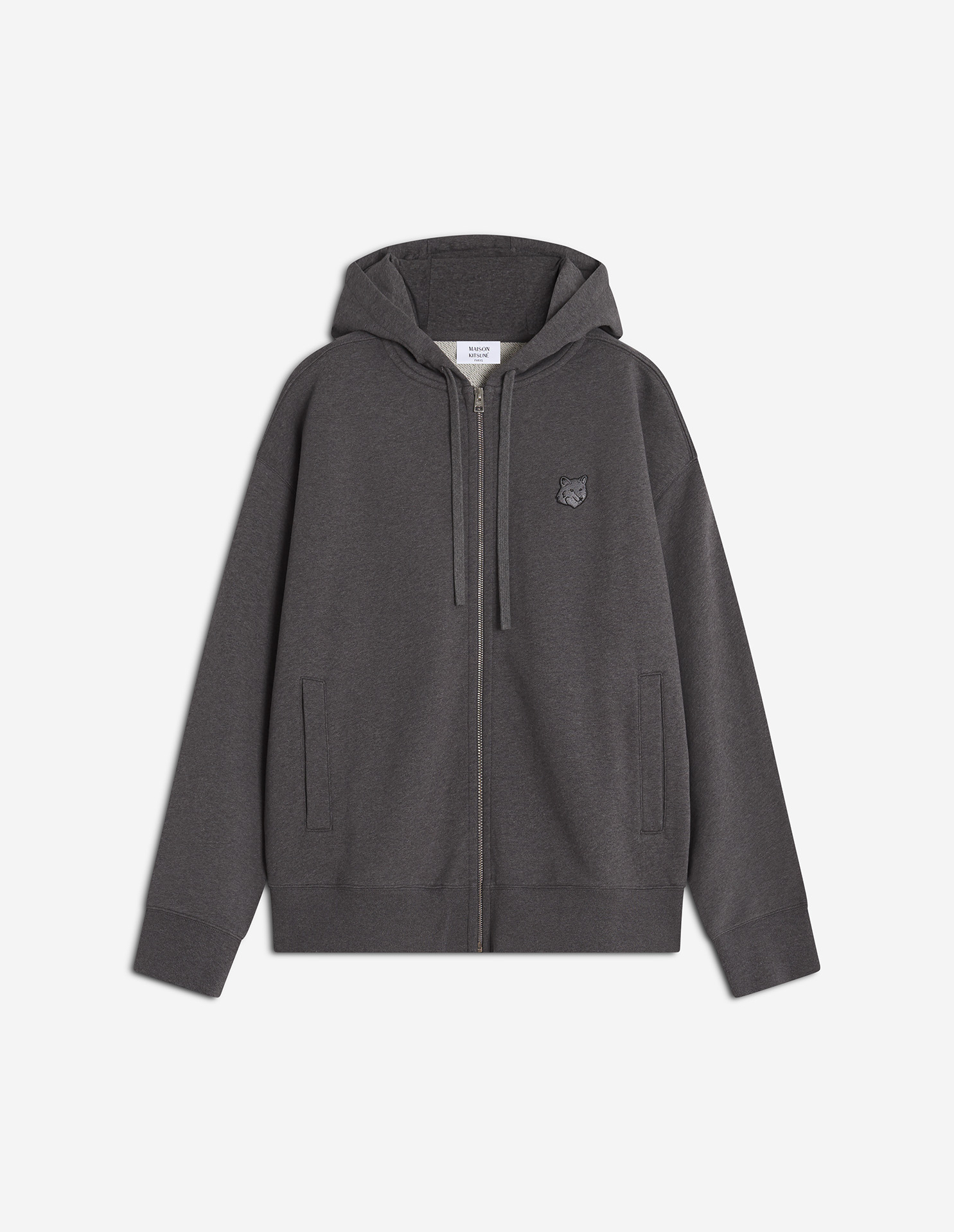 フォックスヘッド ジップ オーバーサイズ フーディー スウェットシャツ&フーディ dark grey melange