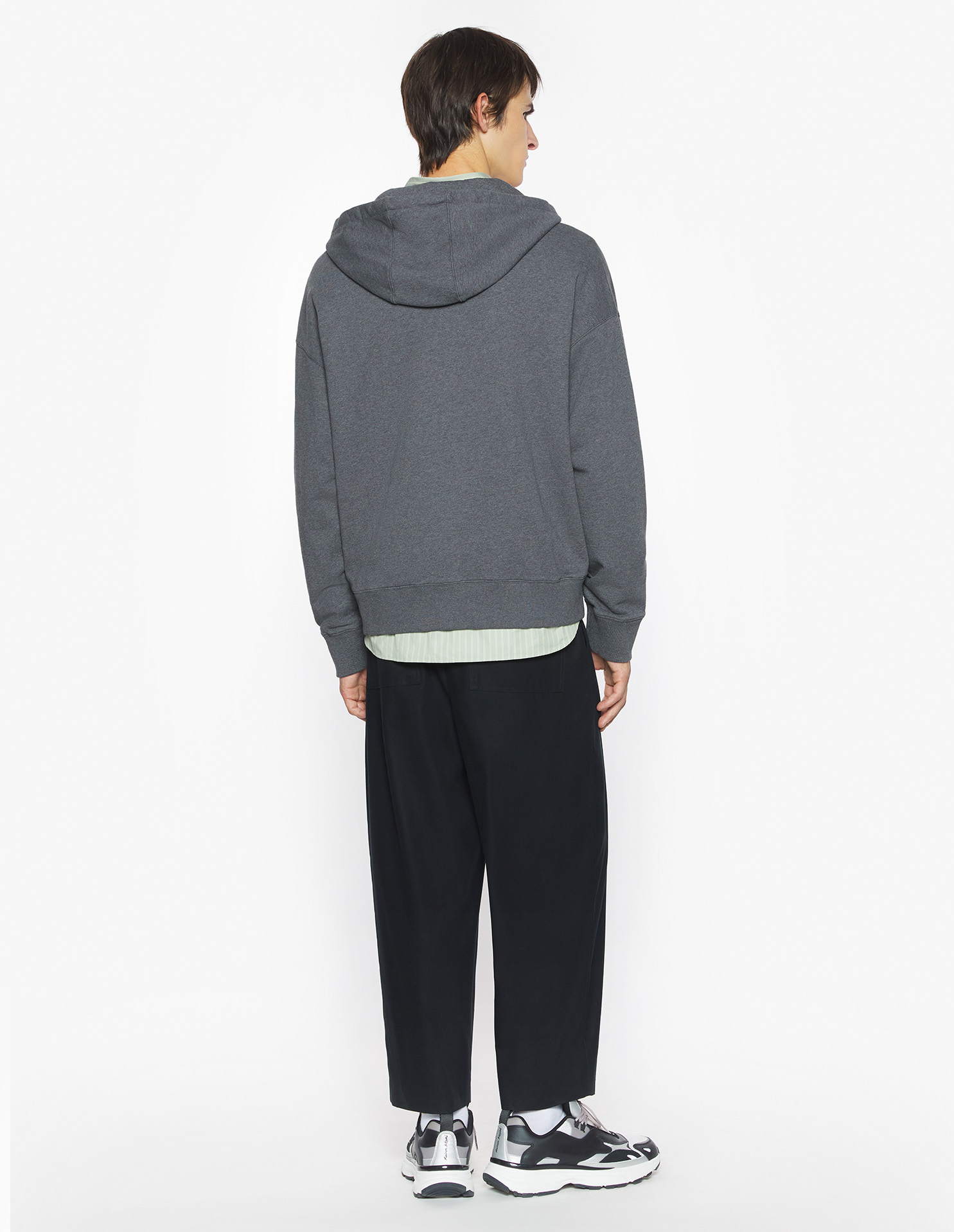 フォックスヘッド ジップ オーバーサイズ フーディー スウェットシャツ&フーディ dark grey melange