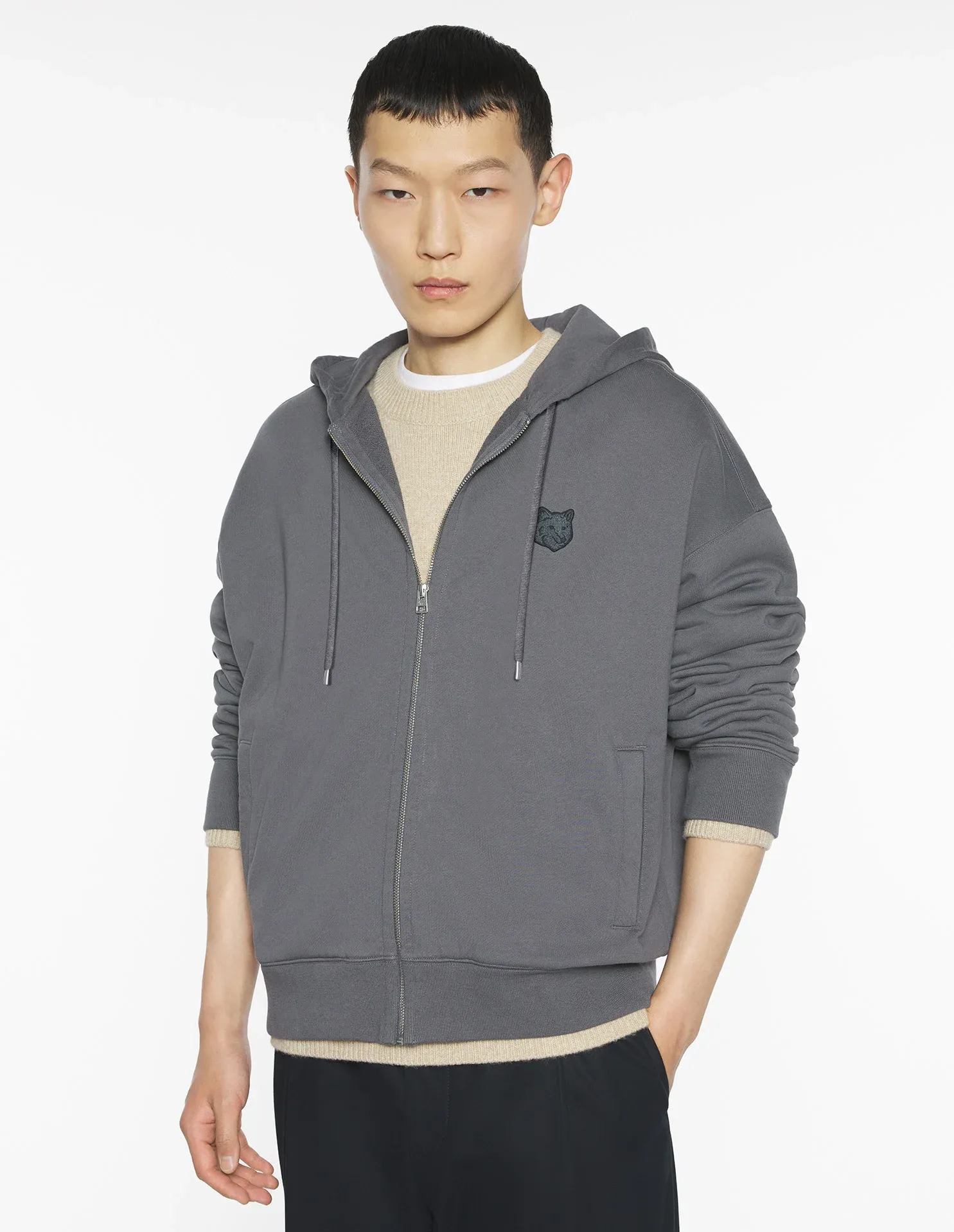 フォックスヘッド ジップド オーバーサイズ フーディー スウェットシャツ&フーディ charcoal