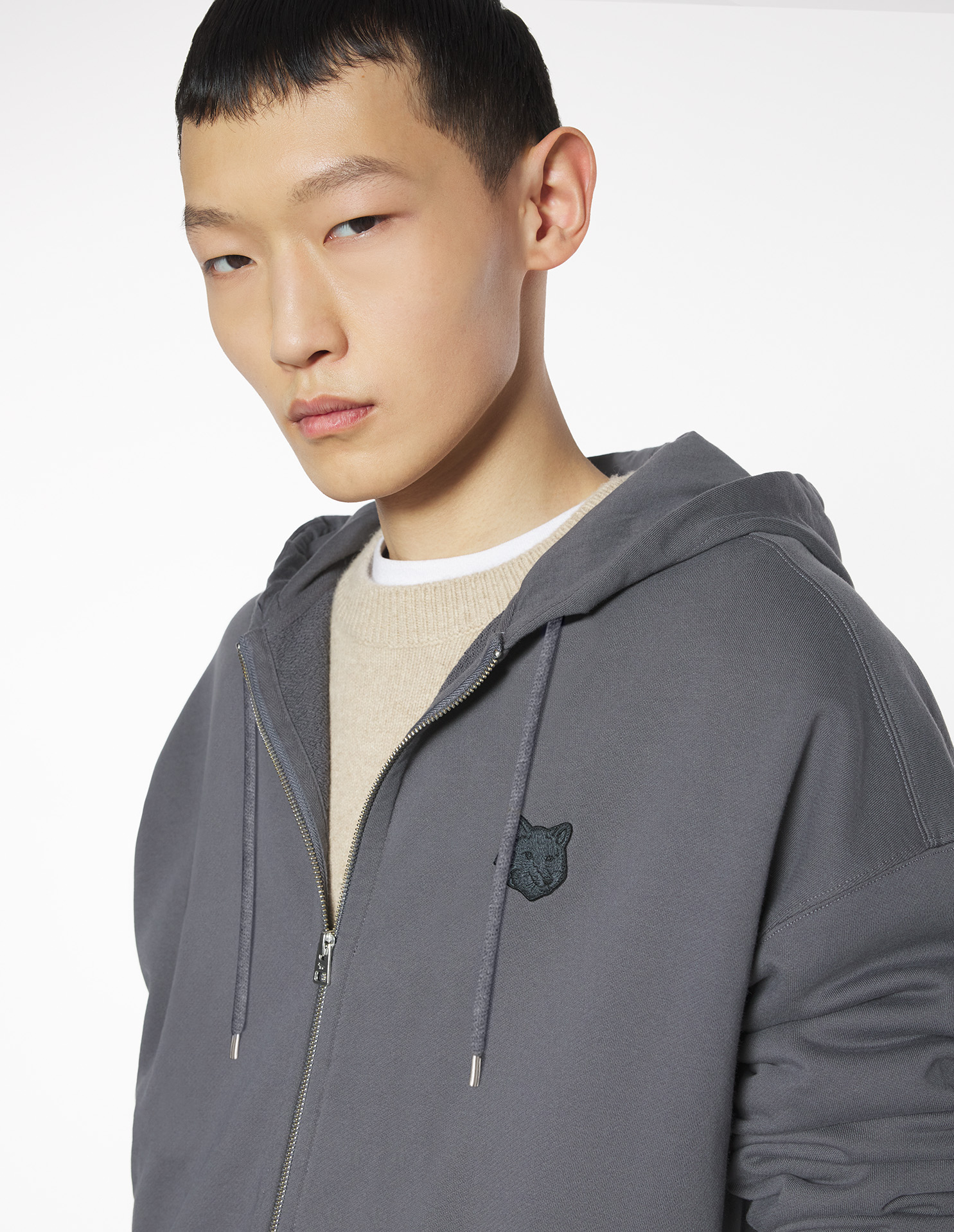 フォックスヘッド ジップド オーバーサイズ フーディー スウェットシャツ&フーディ charcoal