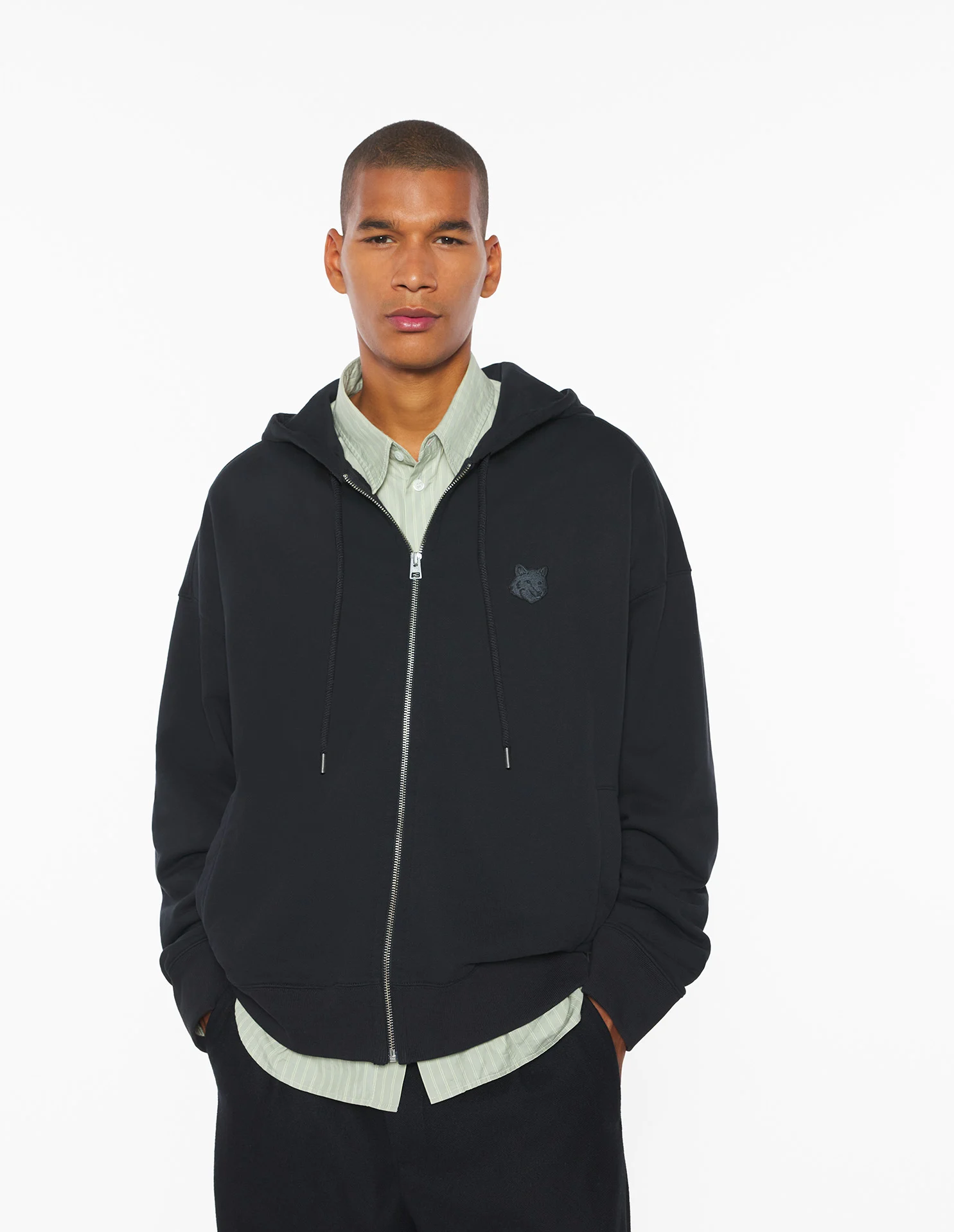 フォックスヘッド ジップ オーバーサイズ フーディー スウェットシャツ&フーディ black