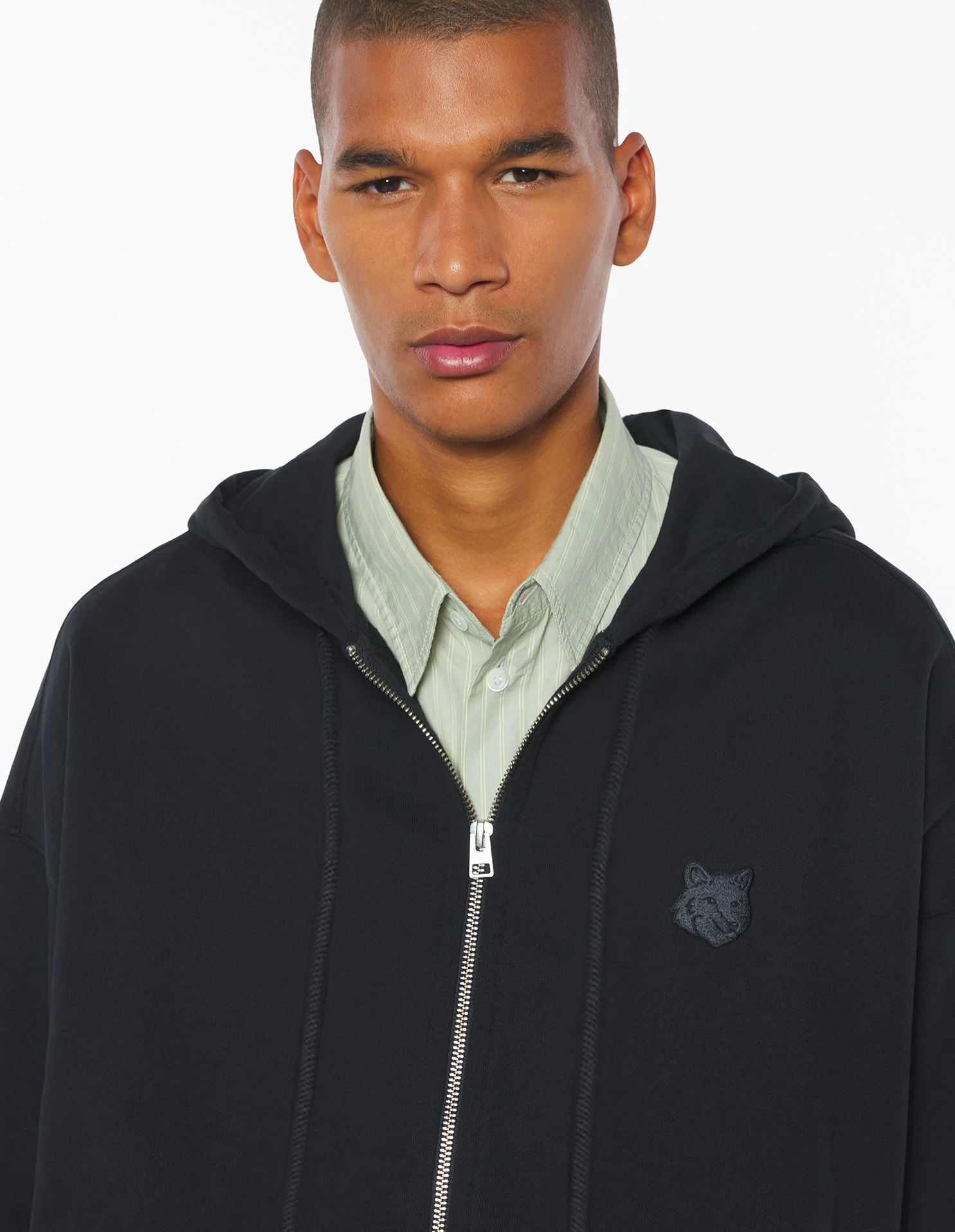 フォックスヘッド ジップ オーバーサイズ フーディー スウェットシャツ&フーディ black