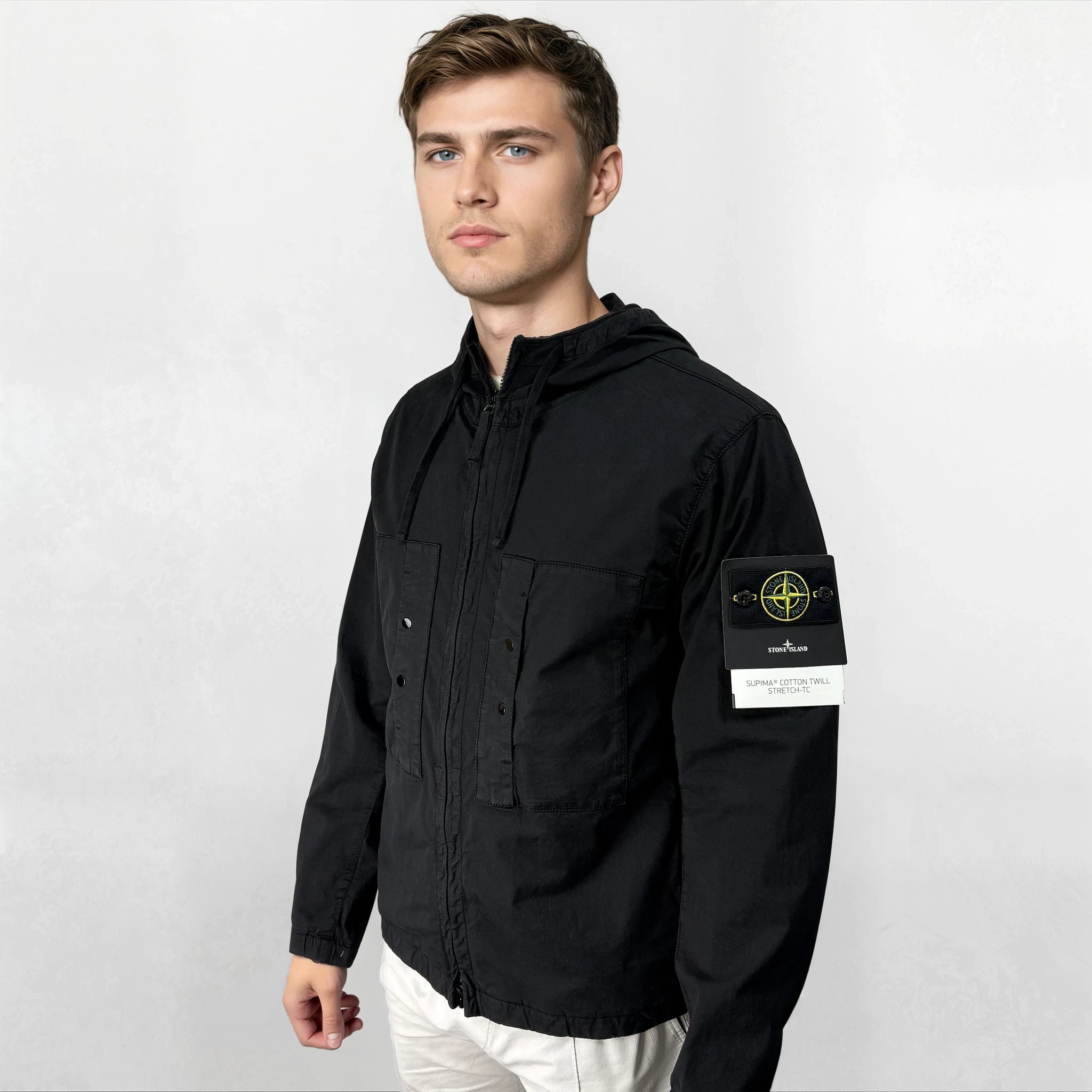 Stone Island Black Chest Pocket Hooded Jacket