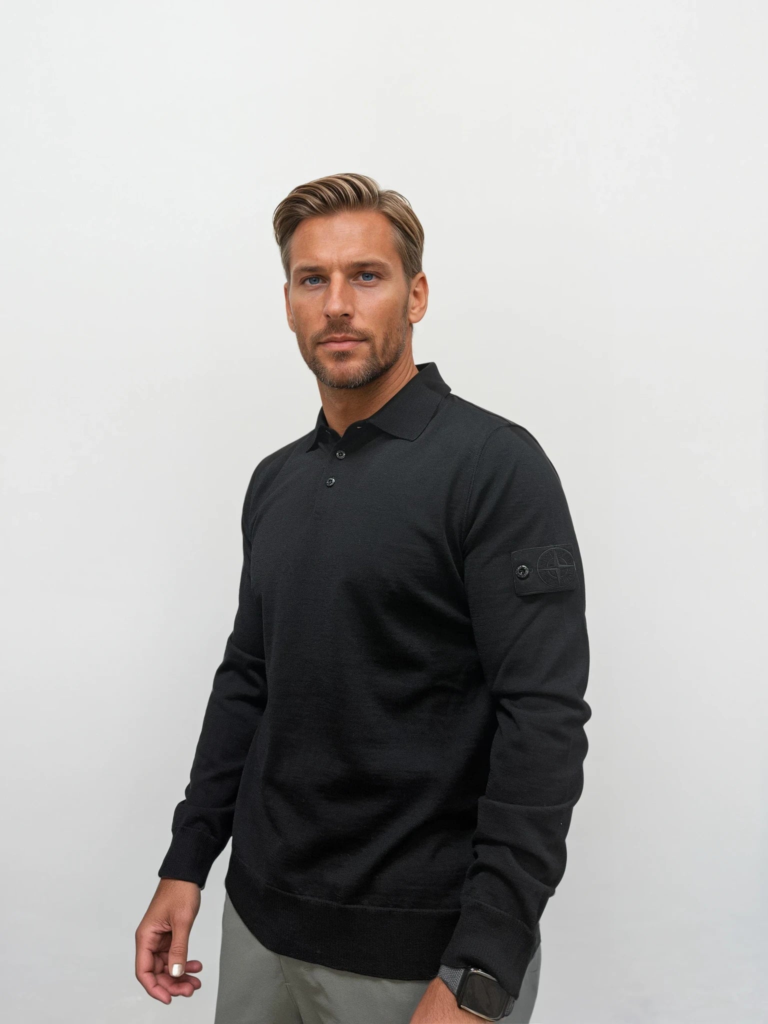 Stone Island Ghost Wool Polo-Shirt Black