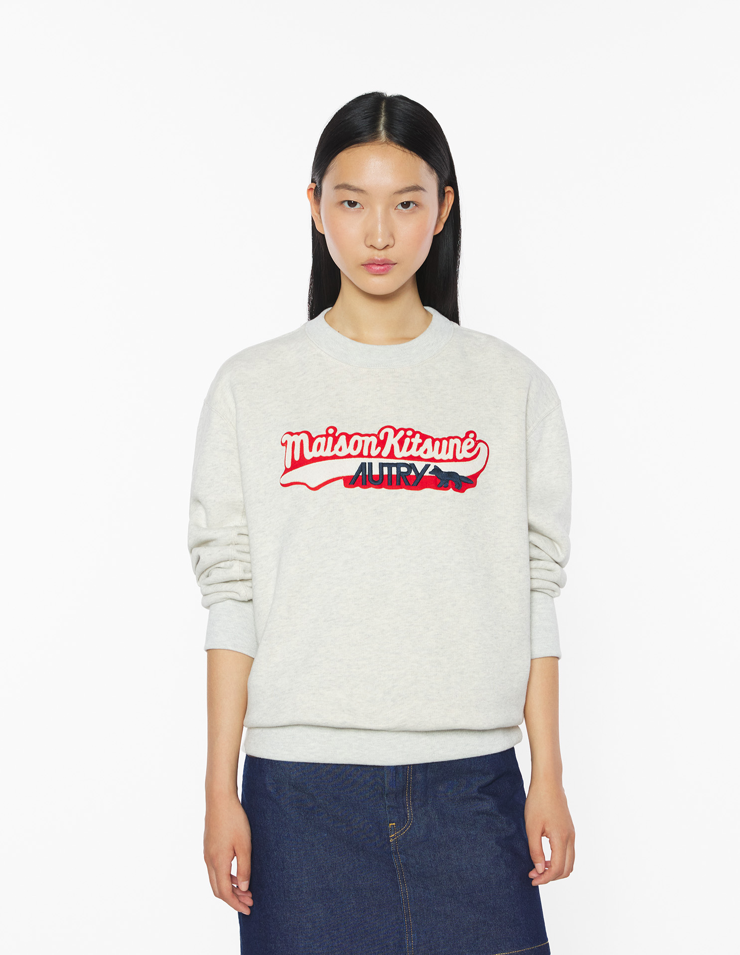 MAISON KITSUNÉ x AUTRY バーシティ スウェットシャツ スウェットシャツ&フーディ light grey melange