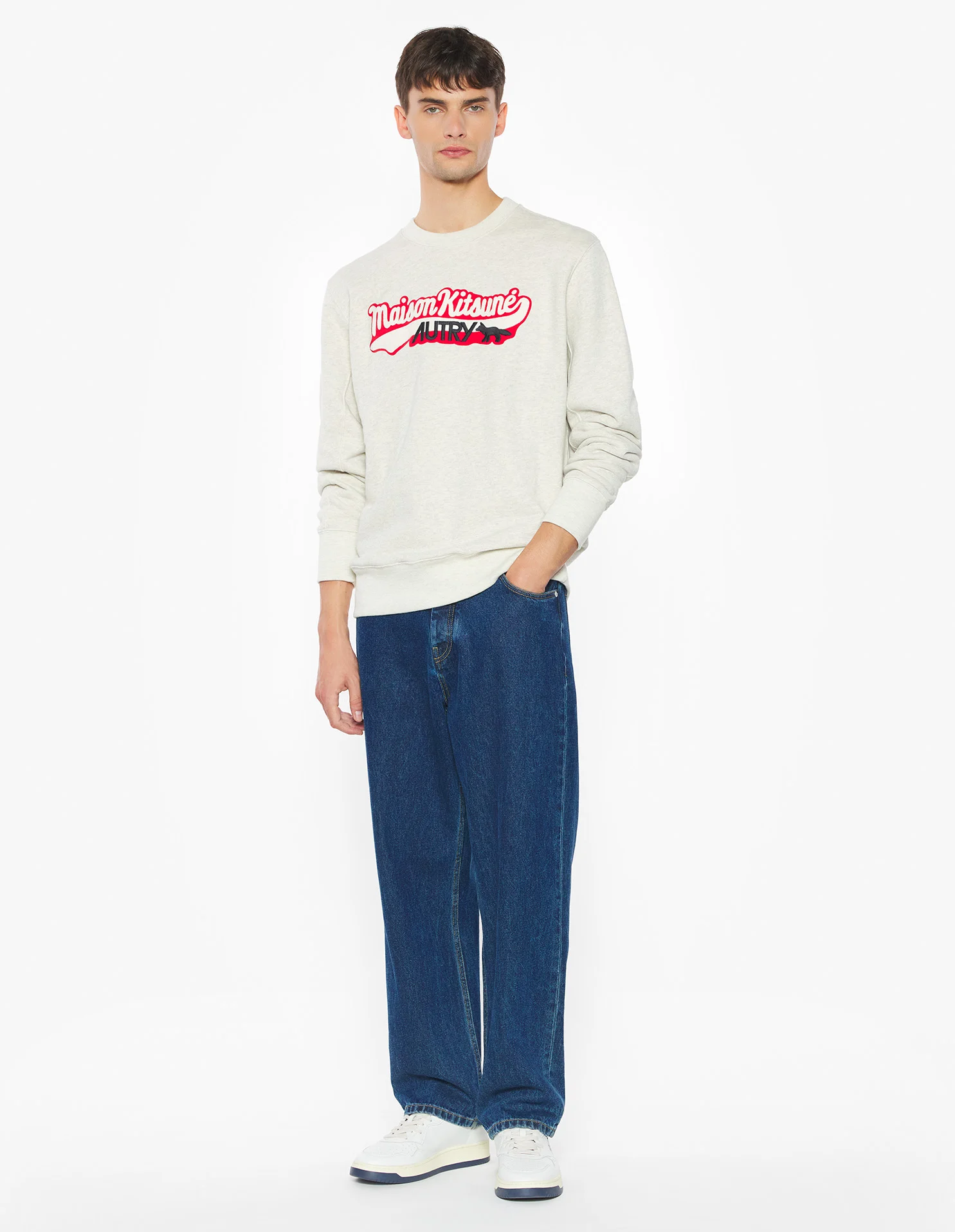 MAISON KITSUNÉ x AUTRY バーシティ スウェットシャツ スウェットシャツ&フーディ light grey melange