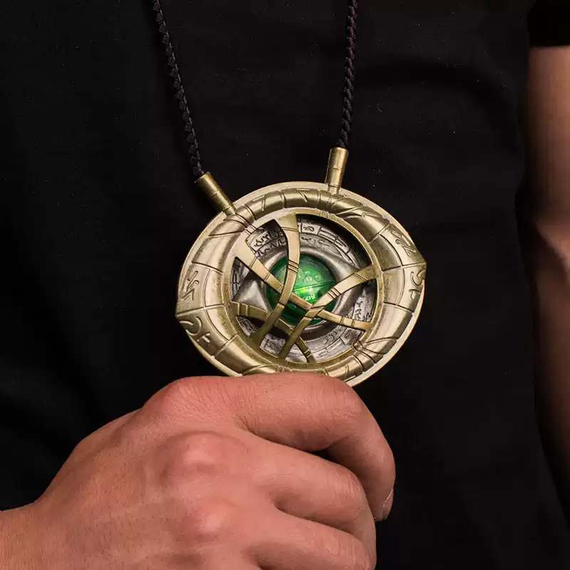 Avengers Doctor Strange Necklace - Eye of Agamotto 1:1 Infinity Stone Metal Time Gem Collectible Model.