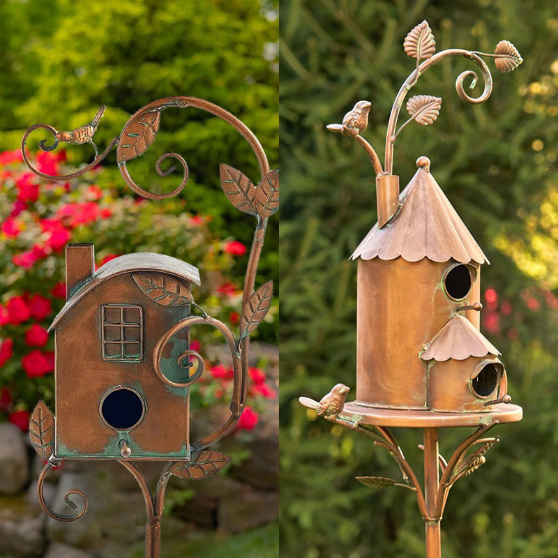 Metal Birdhouse Garden Stakes
