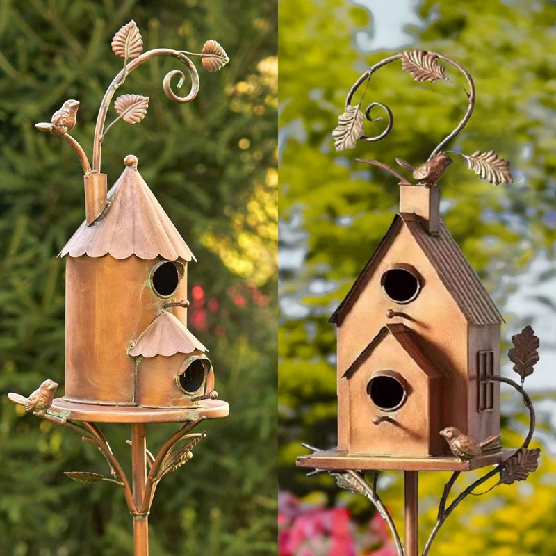Metal Birdhouse Garden Stakes