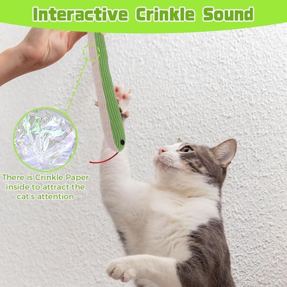 Interactive Snake Plush Toy for Cats & Dogs – Crinkle Paper Inside, Bite-Resistant Design