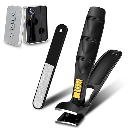 Angled Head Nail Clippers for Seniors Thick Nails, German Professional Fingernail ToeNail Clippers with Catcher and Sharp Wide Opening, Nail Clipper Set for Men Women Pregnant