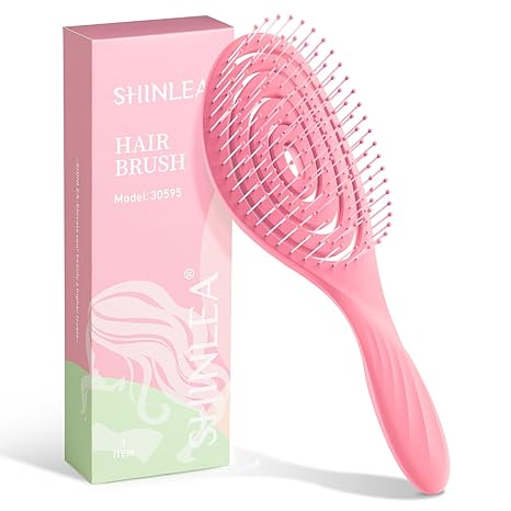 Detangle Hair Brush, Detangling Wet Spiral Hairbrush for Women, Men, kids, Vented Detangler for Blow Drying, Glide Through Tangles For All Hair Types (Pink)