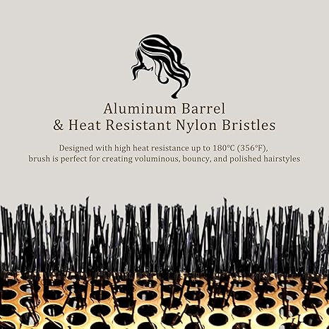 Round Hair Brush for Blow Drying, Aluminium Curly Hair Brush, Hairbrushes for Women Professional Curling, Straightening, Add Volume and Shine (1.7 inch Barrel, 2.5 inch with Bristles)