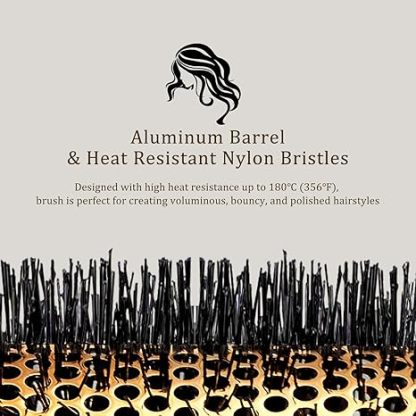 Round Hair Brush for Blow Drying, Aluminium Curly Hair Brush, Hairbrushes for Women Professional Curling, Straightening, Add Volume and Shine (1.7 inch Barrel, 2.5 inch with Bristles)