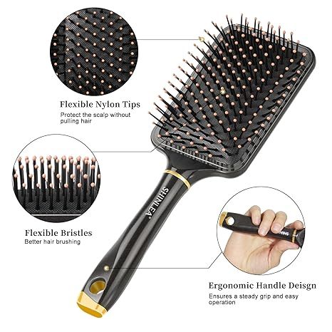 Paddle Brush for Blow Drying, Detangling Brush for Curling Straight Thick Thin Wet and Dry Hair, Large Paddle Hair Brush with Soft Nylon Bristle, Hair Brushes for Women Men Kids
