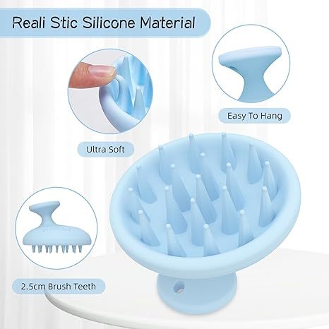 Silicone Scalp Massager Shampoo Brush, Head Scrubber with Soft Bristles for Hair Growth, Scalp Exfoliator for Dandruff Removal, Wet Dry Hair Brush for Scalp Care