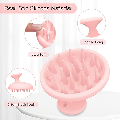 Silicone Scalp Massager Shampoo Brush, Head Scrubber with Soft Bristles for Hair Growth, Scalp Exfoliator for Dandruff Removal, Wet Dry Hair Brush for Scalp Care