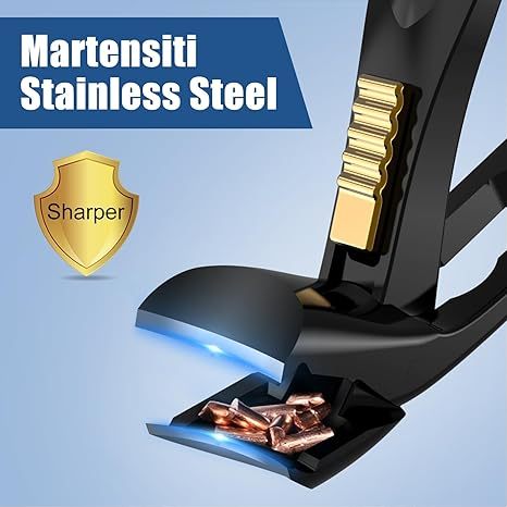 Angled Head Nail Clippers for Seniors Thick Nails, German Professional Fingernail ToeNail Clippers with Catcher and Sharp Wide Opening, Nail Clipper Set for Men Women Pregnant