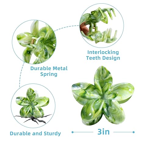 Flower Hair Clips, 4PCS Hawaiian Plumeria Flower Hair Claw, Artistic Multi-color Smudge Pattern Barrettes Hair Accessories for Thick & Thin Hair, Gifts for Women Teen Girls - Color B