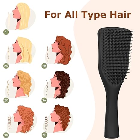 Detangler Hair Brush for Wet & Dry Hair, No Tangle Wave-shaped Soft Bristle Hairbrush for Reduces Breakage, Lightweight Travel Brush Detangling All Hair Types