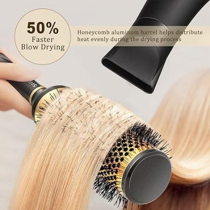 Round Hair Brush for Blow Drying, Aluminium Curly Hair Brush, Hairbrushes for Women Professional Curling, Straightening, Add Volume and Shine (1.7 inch Barrel, 2.5 inch with Bristles)