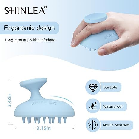 Silicone Scalp Massager Shampoo Brush, Head Scrubber with Soft Bristles for Hair Growth, Scalp Exfoliator for Dandruff Removal, Wet Dry Hair Brush for Scalp Care