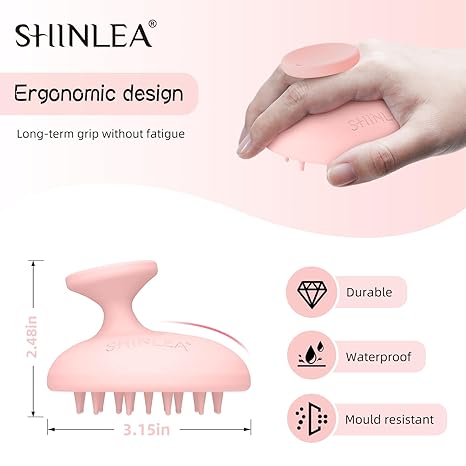 Silicone Scalp Massager Shampoo Brush, Head Scrubber with Soft Bristles for Hair Growth, Scalp Exfoliator for Dandruff Removal, Wet Dry Hair Brush for Scalp Care