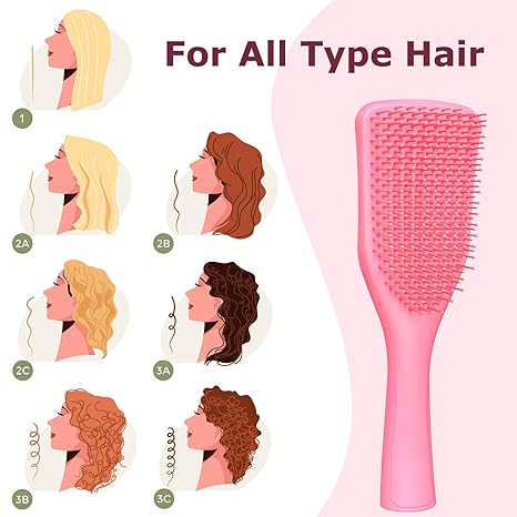 Detangler Hair Brush for Wet & Dry Hair, No Tangle Wave-shaped Soft Bristle Hairbrush for Reduces Breakage, Lightweight Travel Brush Detangling All Hair Types