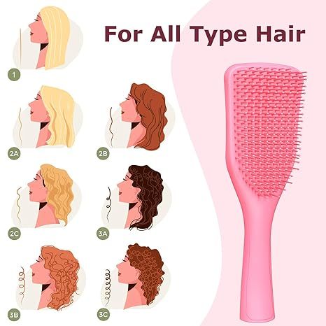Detangler Hair Brush for Wet & Dry Hair, No Tangle Wave-shaped Soft Bristle Hairbrush for Reduces Breakage, Lightweight Travel Brush Detangling All Hair Types