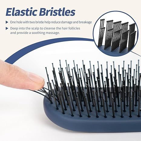 Slim Hair Brush for Fine Thin Thick Hair, Soft Double Nylon Bristles for Deep Detangling & Massage, Metal-Infused Luxury Gold Handle, Gift for Women Men Kids