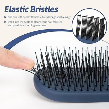 Slim Hair Brush for Fine Thin Thick Hair, Soft Double Nylon Bristles for Deep Detangling & Massage, Metal-Infused Luxury Gold Handle, Gift for Women Men Kids