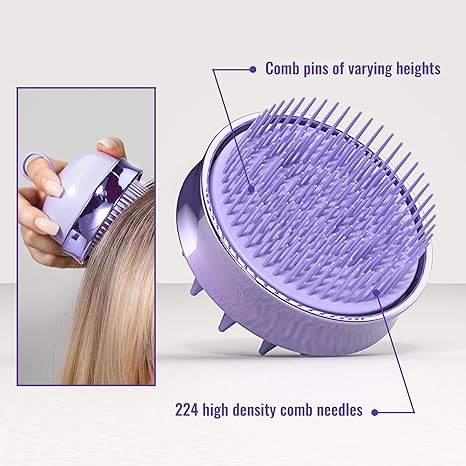 2-in-1 Scalp Massager Shampoo Brush, Scalp Scrubber for Hair Growth & Dandruff Removal, Hair Scrubber with Soft Silicone Bristles, Wet Dry Scalp Exfoliator for Scalp Care