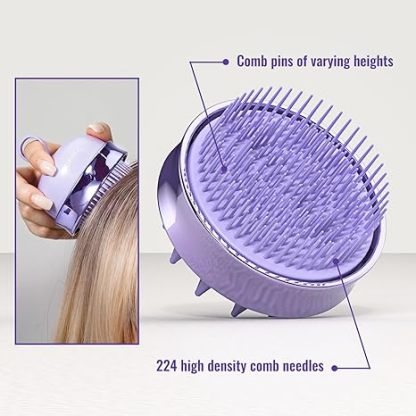 2-in-1 Scalp Massager Shampoo Brush, Scalp Scrubber for Hair Growth & Dandruff Removal, Hair Scrubber with Soft Silicone Bristles, Wet Dry Scalp Exfoliator for Scalp Care