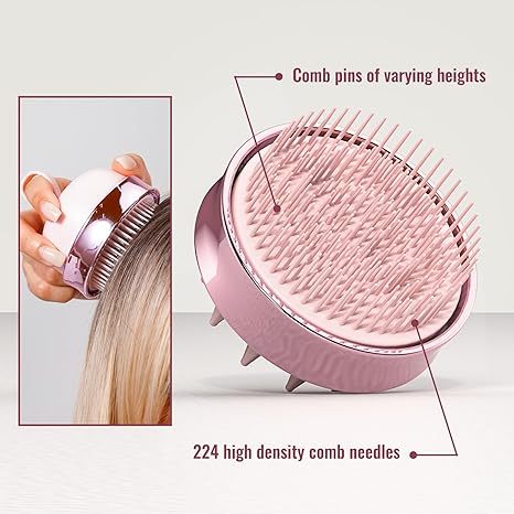 2-in-1 Scalp Massager Shampoo Brush, Scalp Scrubber for Hair Growth & Dandruff Removal, Hair Scrubber with Soft Silicone Bristles, Wet Dry Scalp Exfoliator for Scalp Care